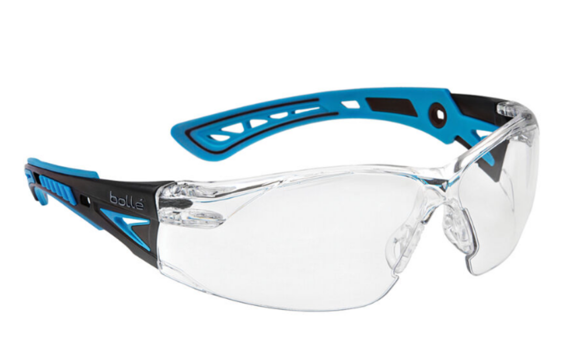 Picture of Bollé RUSH+ SMALL Black / Blue Temples PLATINUM AS/AF Clear Lens