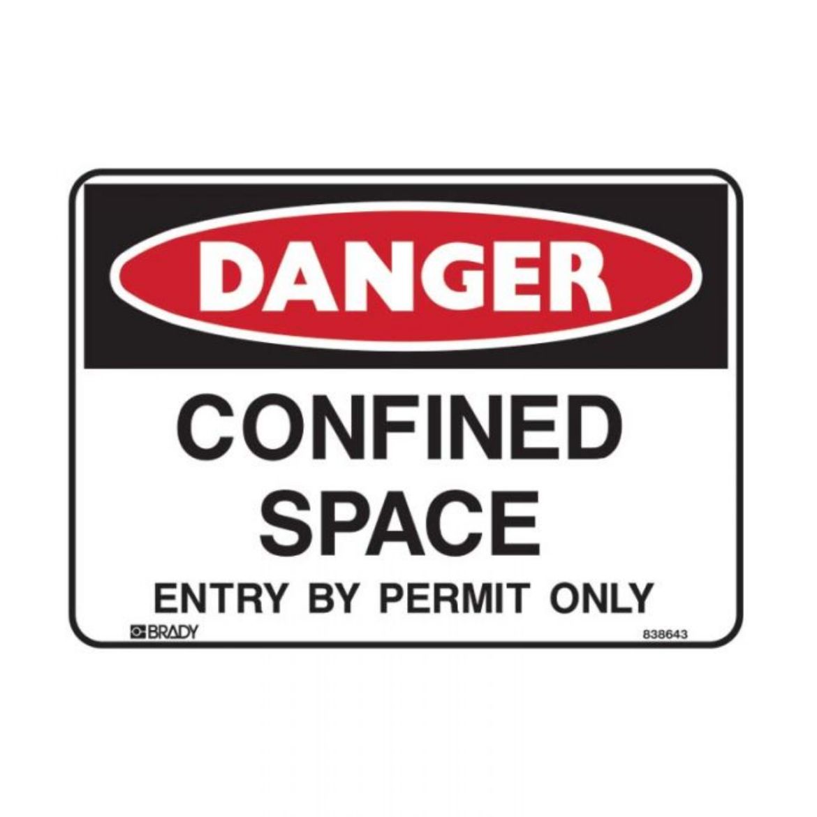 Picture of Danger Sign - Confined Space Entry By Permit Only (Self Adhesive Vinyl) H180mm x W250mm