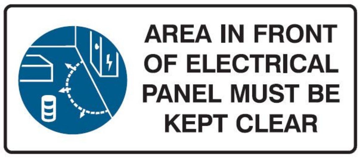 Picture of Area In Front Of Electrical Panel Must Be Kept Clear Sign (Self Ahdesive Vinyl) H125mm x W300mm