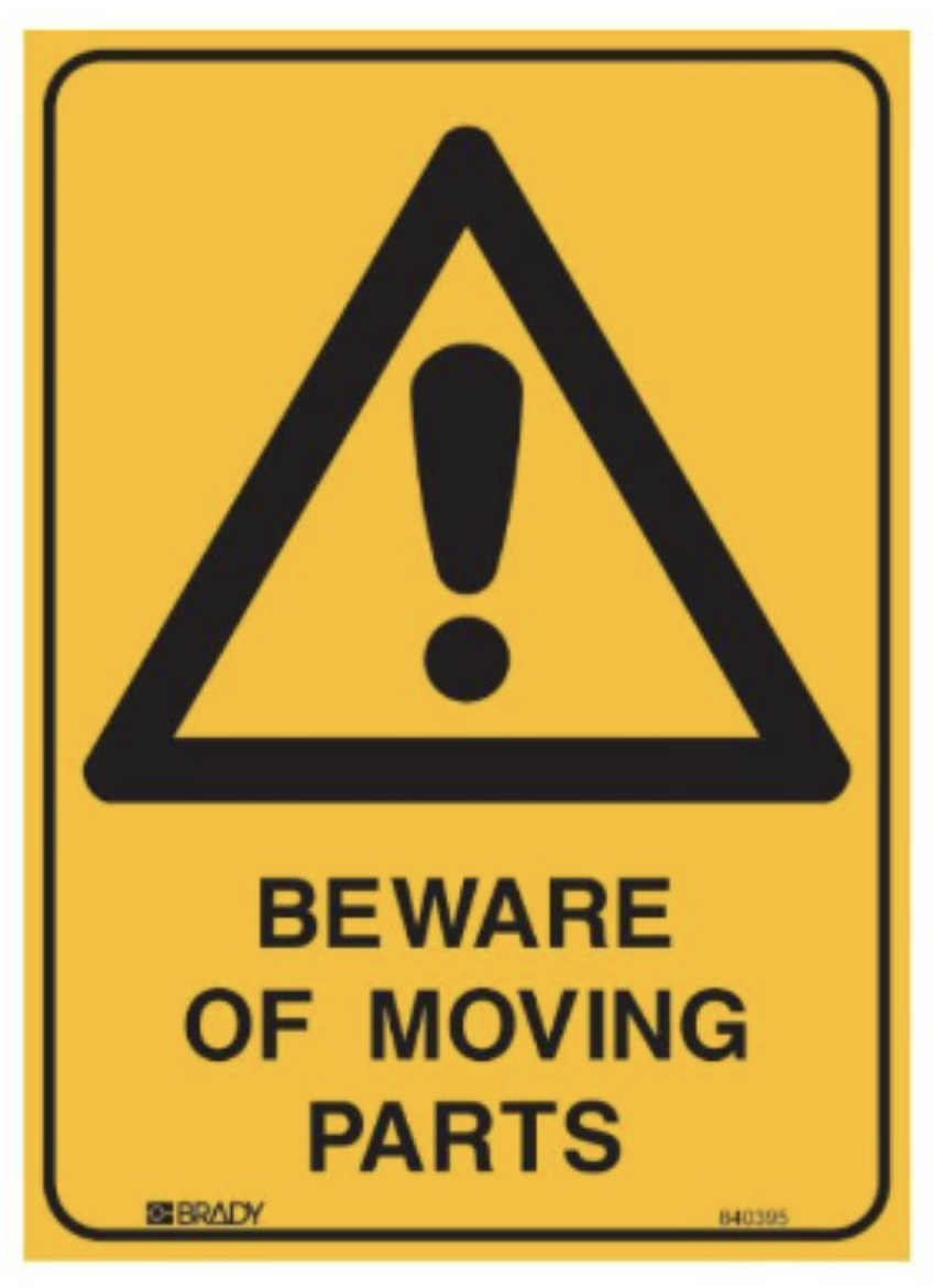 Picture of Warning Sign - Beware Of Moving Parts  (Self Adhesive Vinyl) H250mm x W180mm