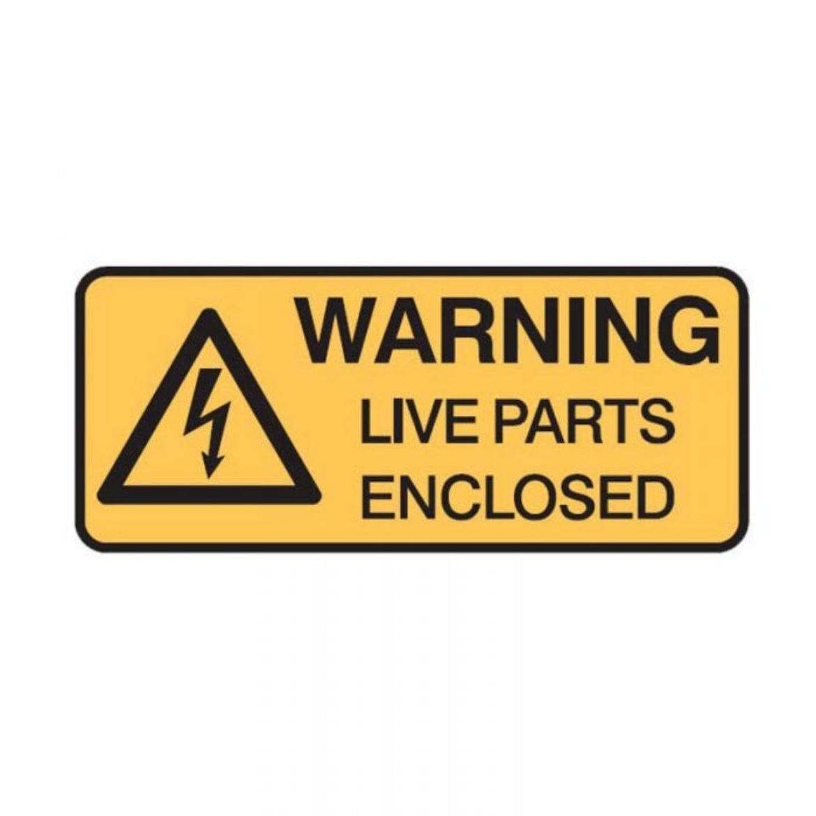Picture of Warning Live Parts Enclosed (Self Adhesive Vinyl) H25mm x W50mm