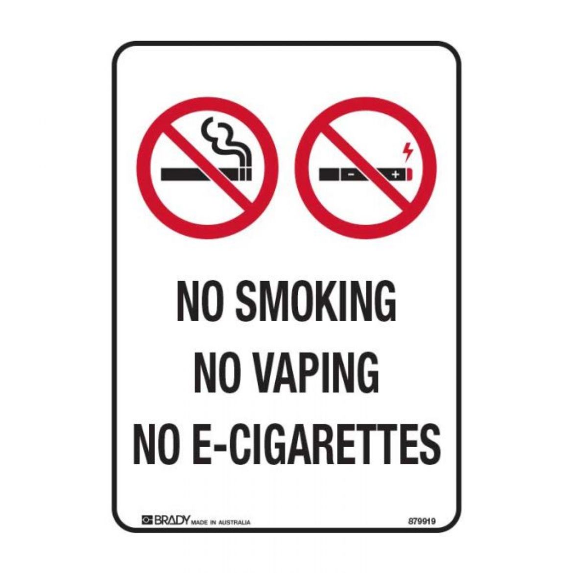 Picture of No Smoking, No Vaping, No E-Cigarettes, 250mm x 180mm, Self-Adhesive Vinyl