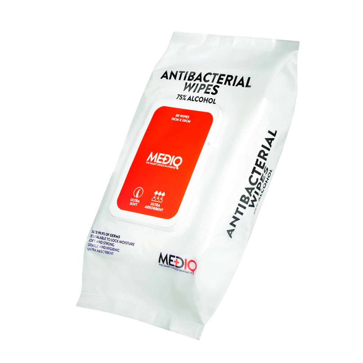 Picture of MEDIQ ANTIBACTERIAL WIPES PK80 75% ALCOHOL