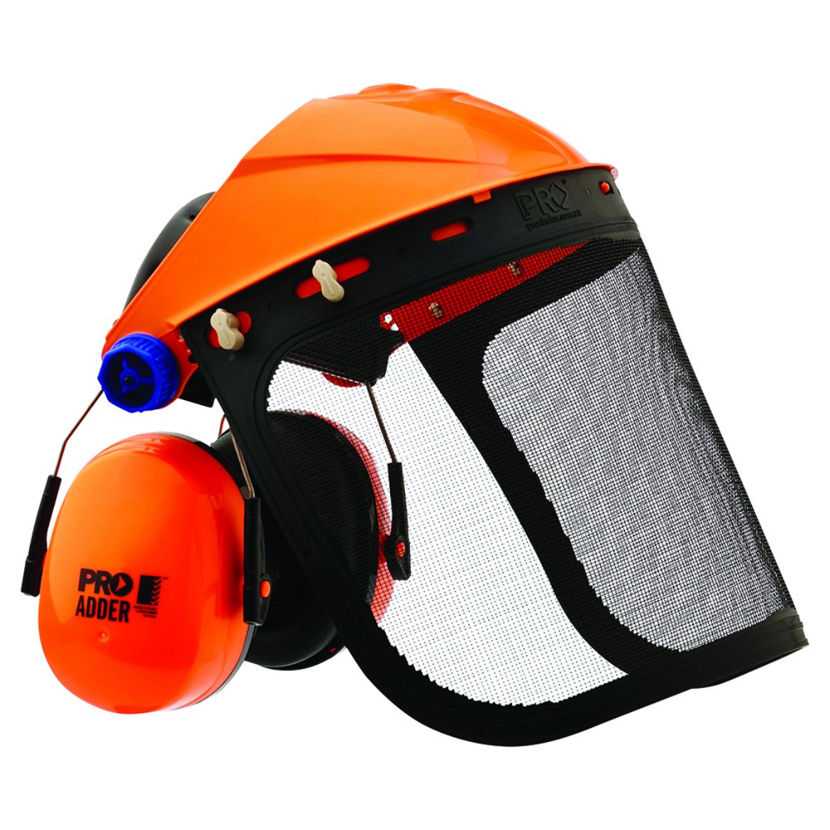Picture of ASSEMBLED BROWGUARD + MESH VISOR - ORANGE , LOW IMPACT AND CLASS 5 EARMUFF KIT