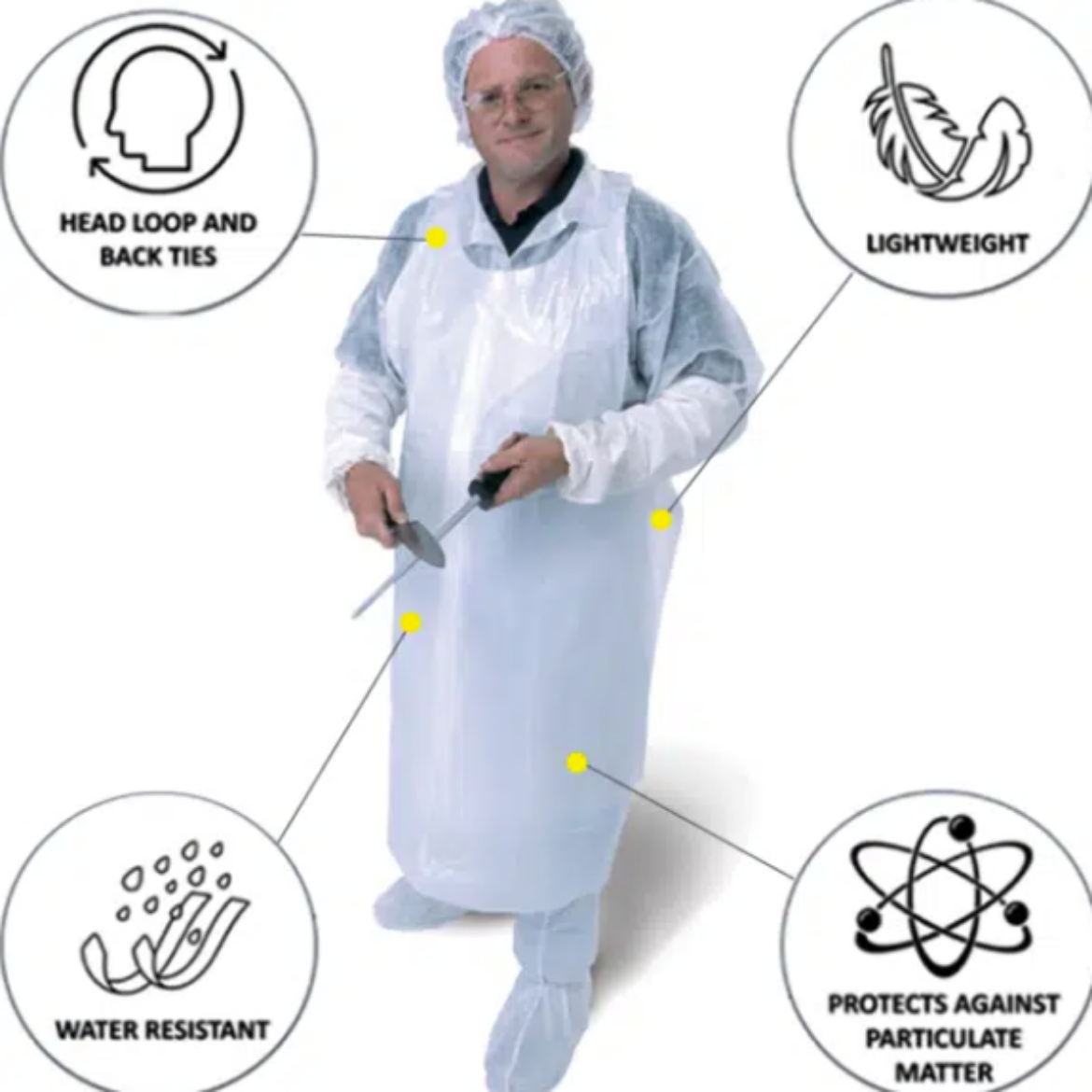 Picture of Disposable Apron White - 800 x 1400mm x 0.020mm thick 50pcs per pack