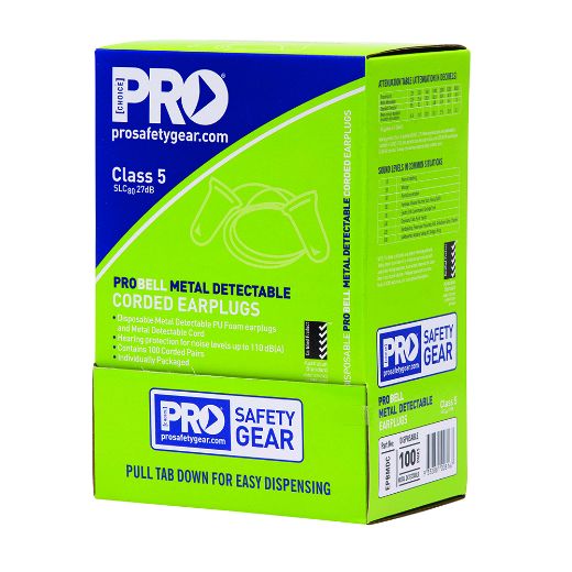 Picture of PRO-BELL PU METAL DETECTABLE EARPLUG - BOX OF 100 - CLASS 5, 27DB (A)
