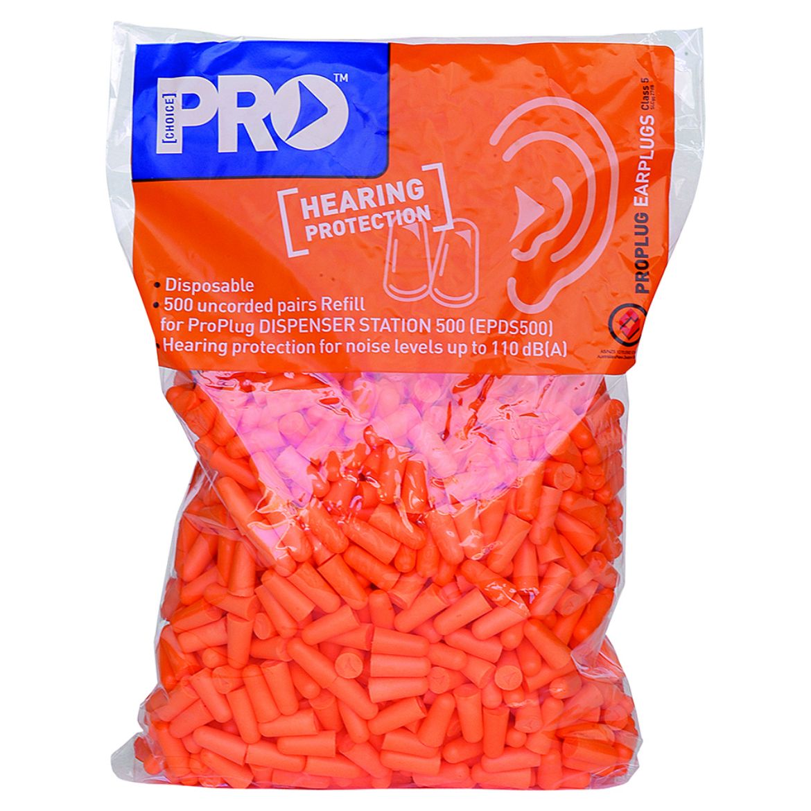 Picture of PRO-BULLET PU EARPLUGS DISPENSER REFILL - 500 PAIRS PER BAG - CLASS 5, 27DB (A)