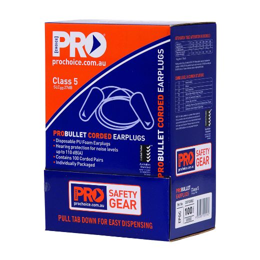 Picture of PRO-BULLET PU EARPLUGS CORDED - BOX OF 100
