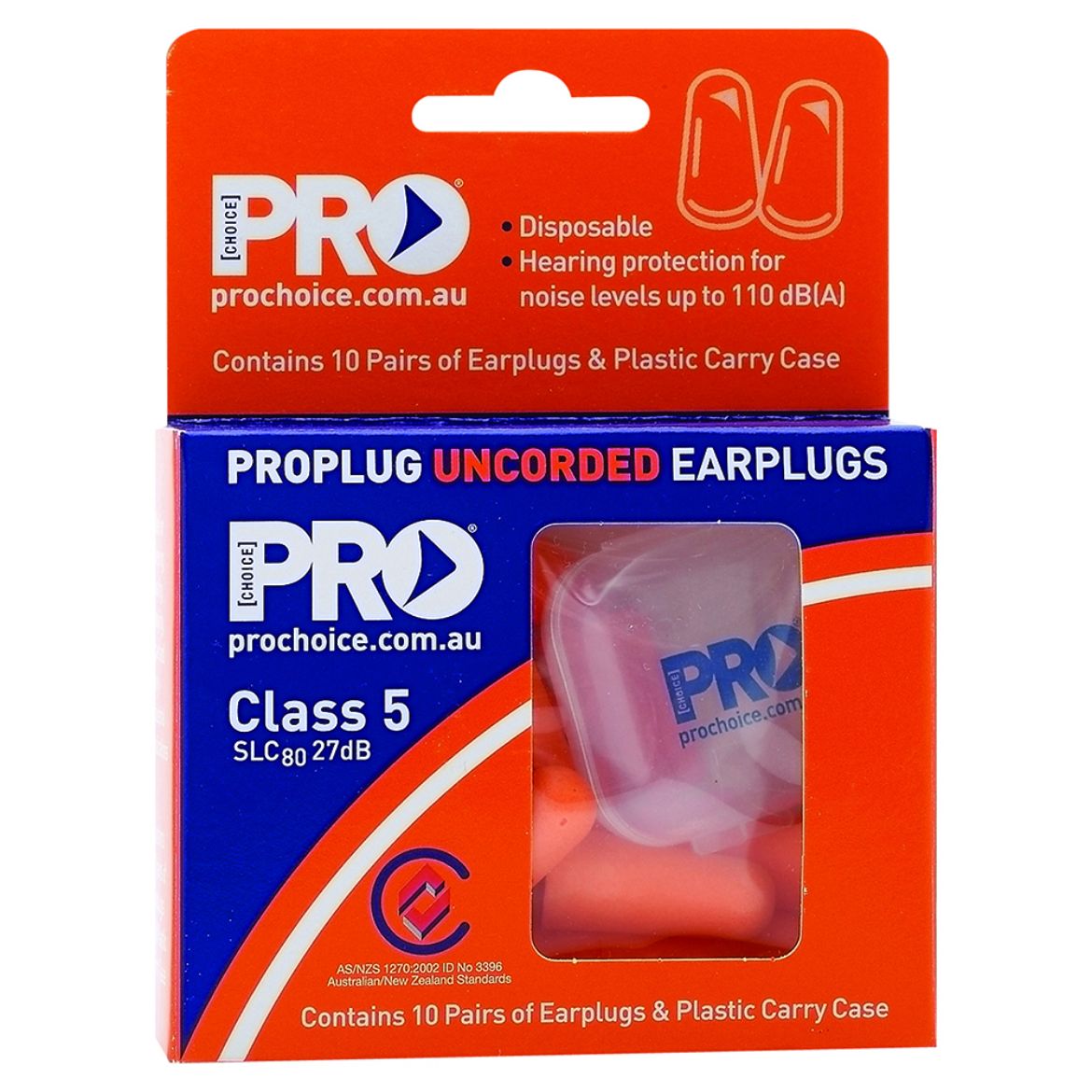 Picture of PRO-BULLET PU EARPLUGS UNCORDED - 10 PAIRS IN HANG SELL PACK - CLASS 5, 27DB (A)