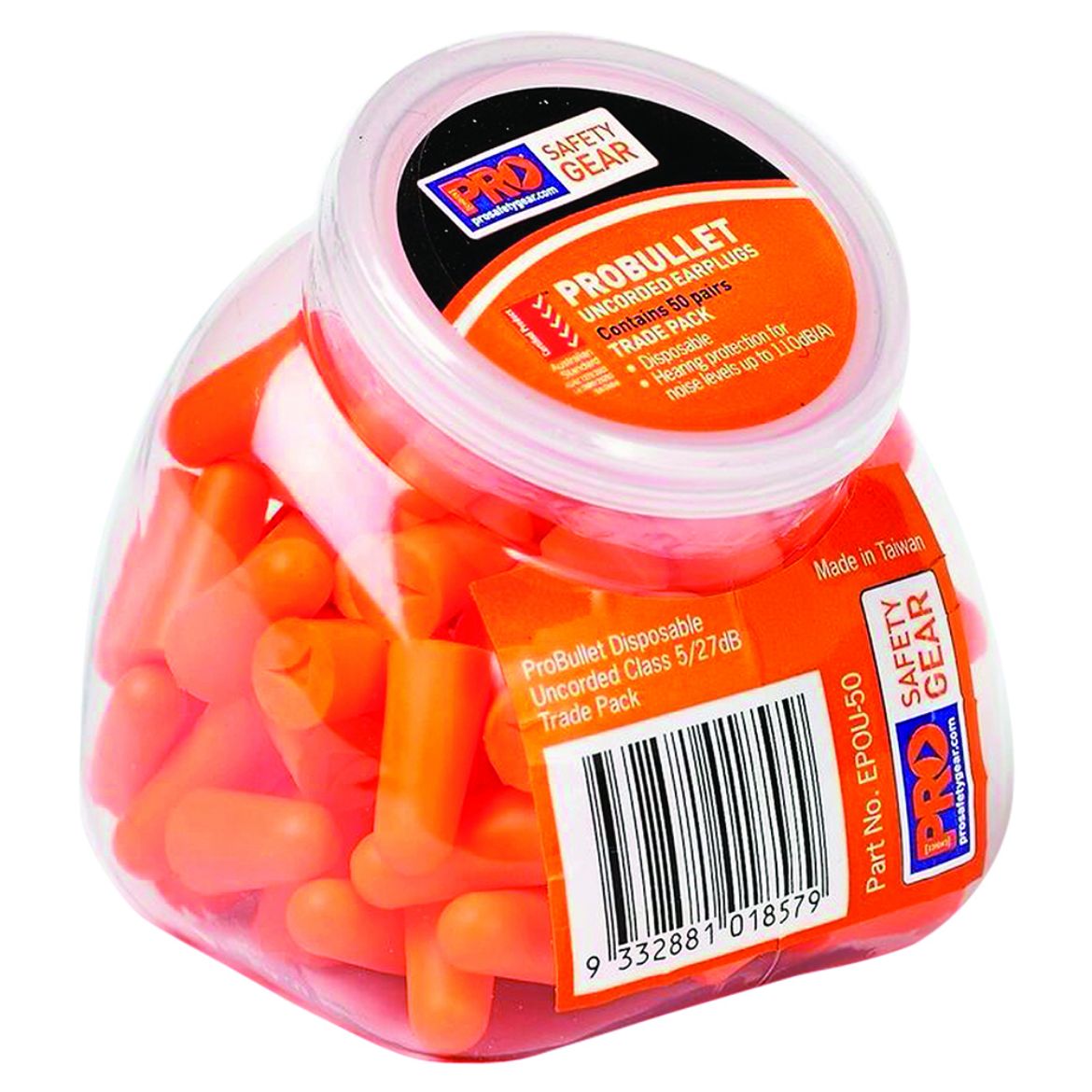 Picture of PRO-BULLET PU EARPLUGS UNCORDED - 50 PAIRS IN RESEALABLE TRADIE POD - CLASS 5, 27DB (A)