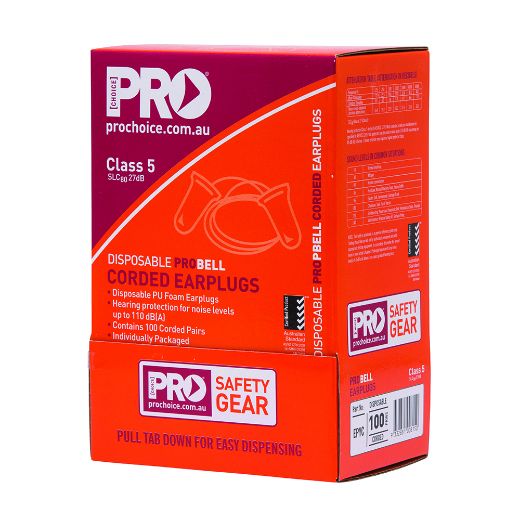 Picture of PRO-BELL PU EARPLUGS CORDED - BOX OF 100 - CLASS 5, 27DB (A)