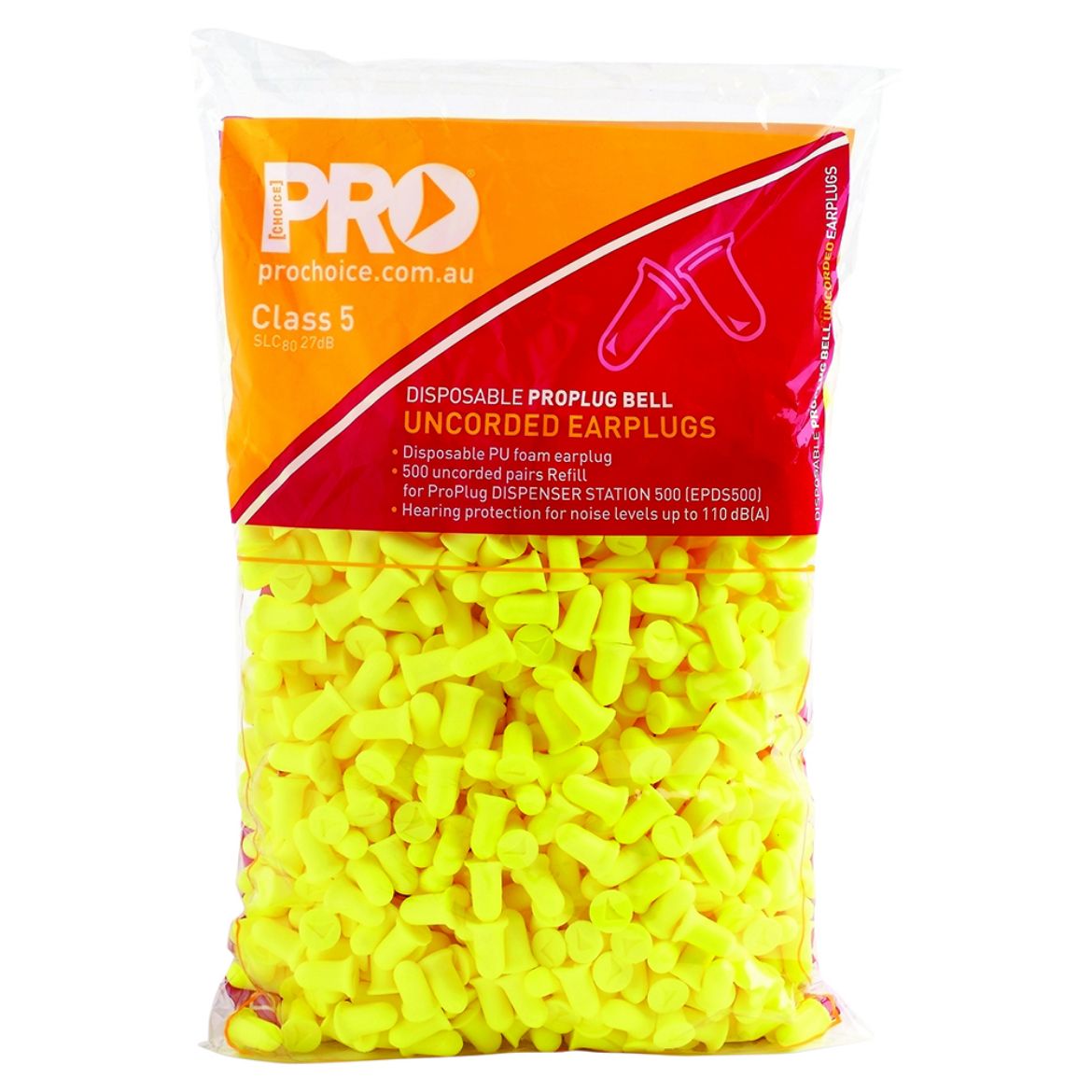 Picture of PRO-BELL PU EARPLUGS DISPENSER REFILL - 500 PAIRS PER BAG - CLASS 5, 27DB (A)