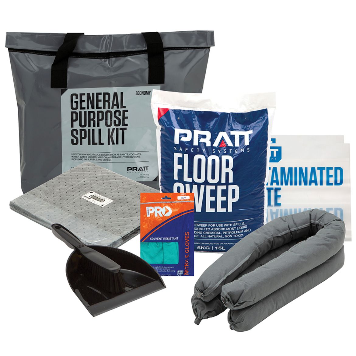 Picture of PRATT 50LTR GENERAL PURPOSE ECONOMY SPILL KIT- GREY BAG 50ltr