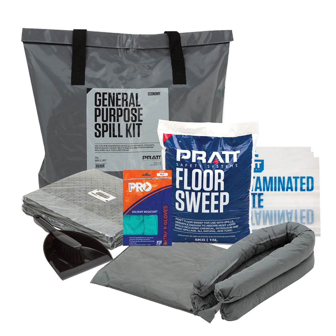 Picture of PRATT 75LTR GENERAL PURPOSE ECONOMY SPILL KIT- GREY BAG 75ltr