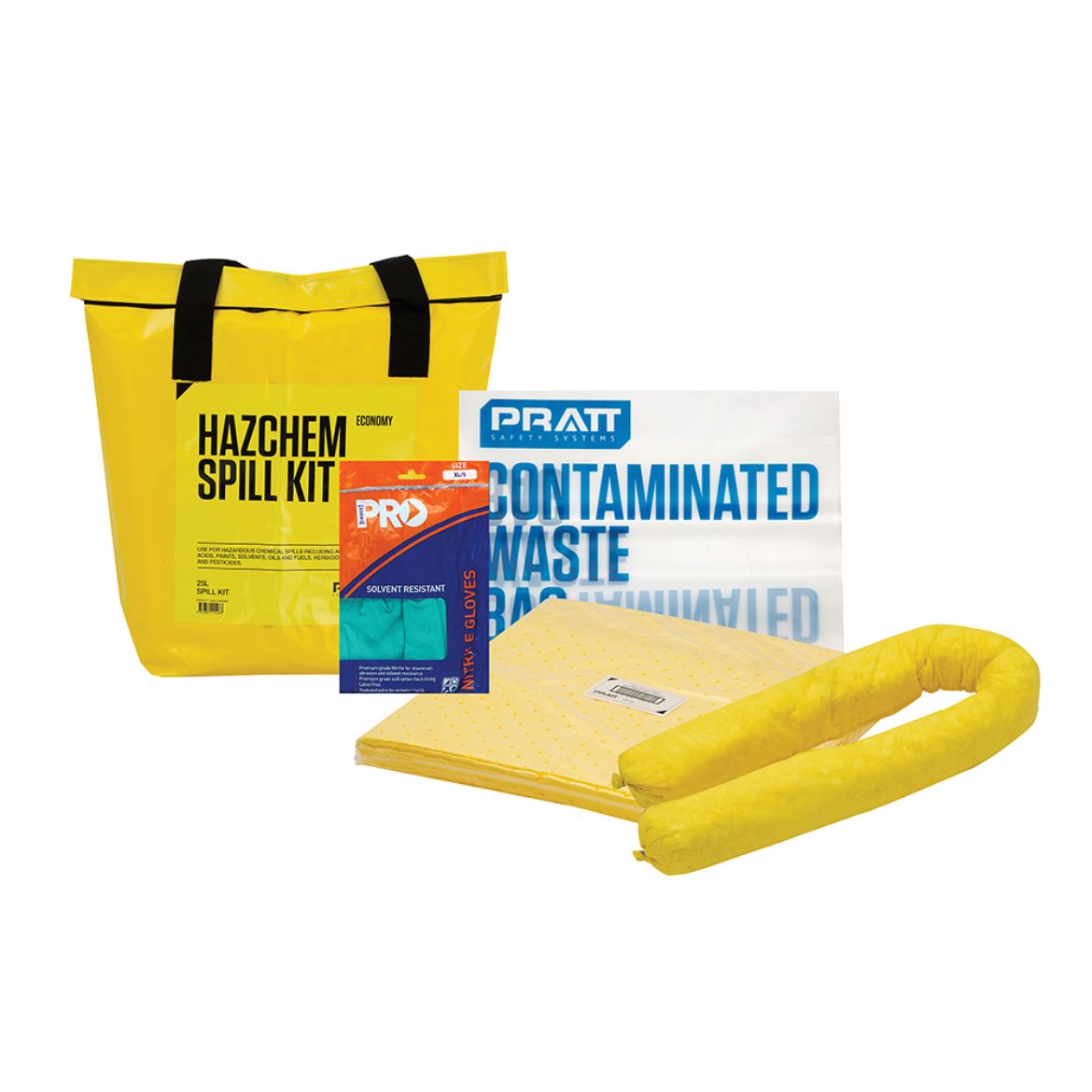 Picture of PRATT 25LTR HAZCHEM ECONOMY SPILL KIT- YELLOW BAG 25ltr