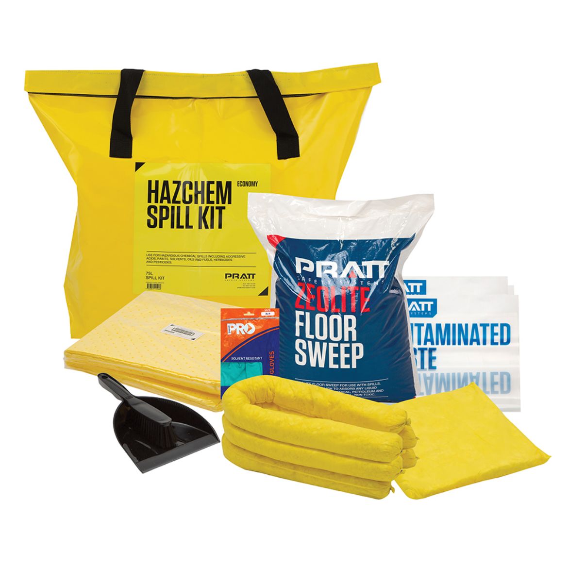 Picture of PRATT 75LTR HAZCHEM ECONOMY SPILL KIT- YELLOW BAG 75ltr
