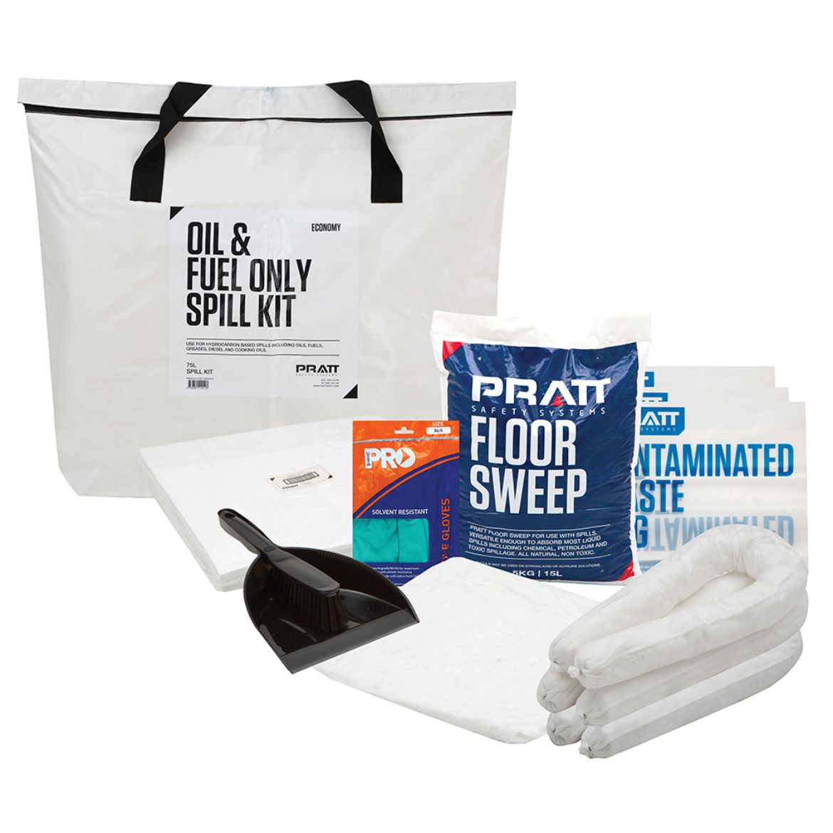 Picture of PRATT 75LTR OIL & FUEL ECONOMY SPILL KIT- WHITE BAG 75ltr
