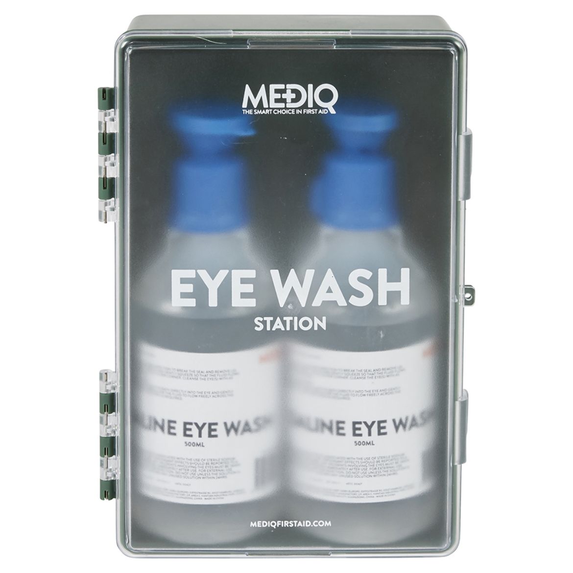 Picture of MEDIQ EYEWASH STATION ENCLOSED PLASTIC CABINET TRANSLUCENT/GREEN