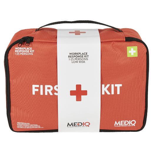Picture of MEDIQ ESSENTIAL FIRST AID KIT WORKPLACE RESPONSE IN ORANGE SOFT PACK 1-25 PERSONS LOW RISK