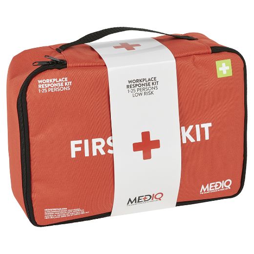 Picture of MEDIQ ESSENTIAL FIRST AID KIT WORKPLACE RESPONSE IN ORANGE SOFT PACK 1-25 PERSONS LOW RISK