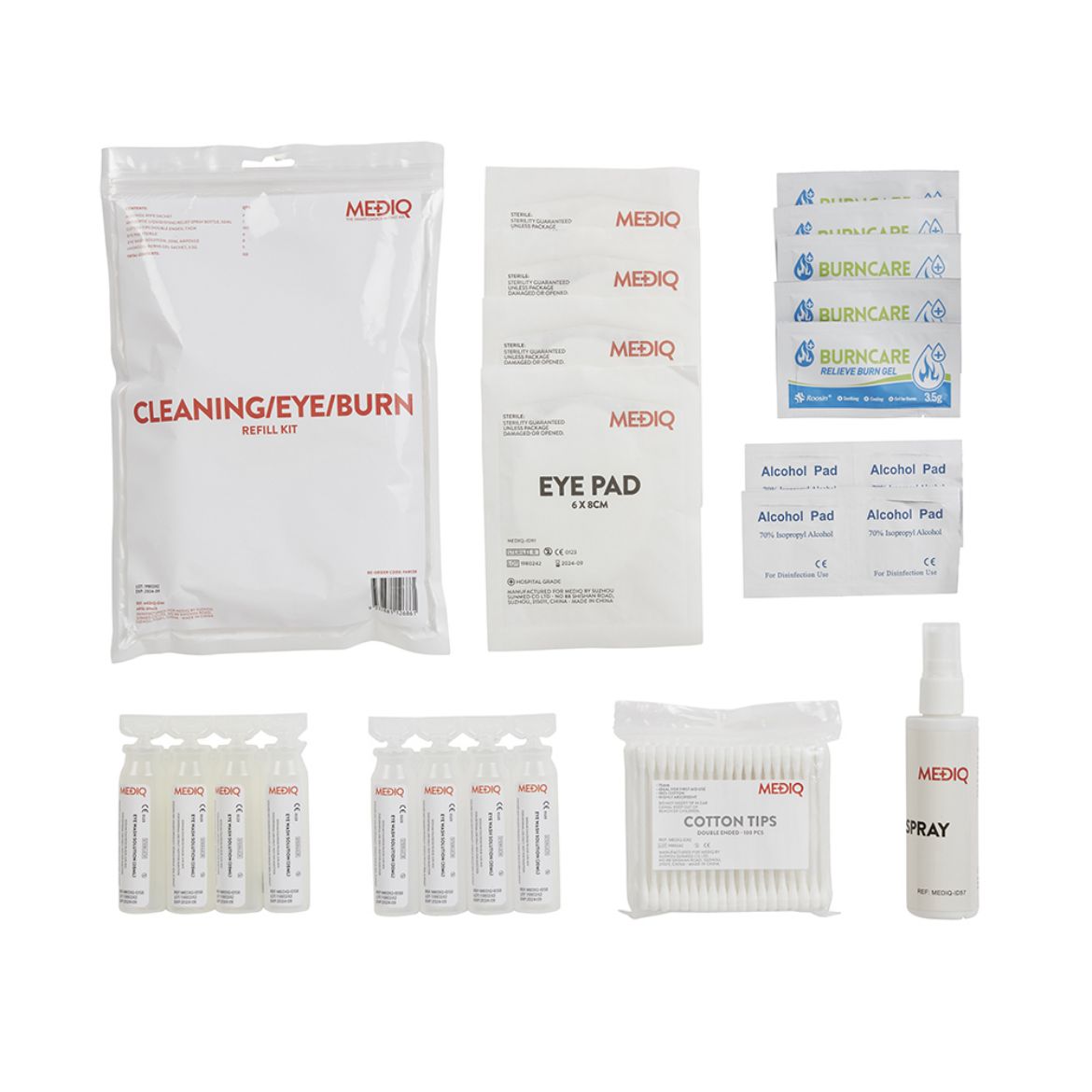 Picture of MEDIQ FIRST AID KIT REFILL MODULE #4 CLEANING/EYE/BURN IN ZIPLOCK BAG CLEAR/WHITE