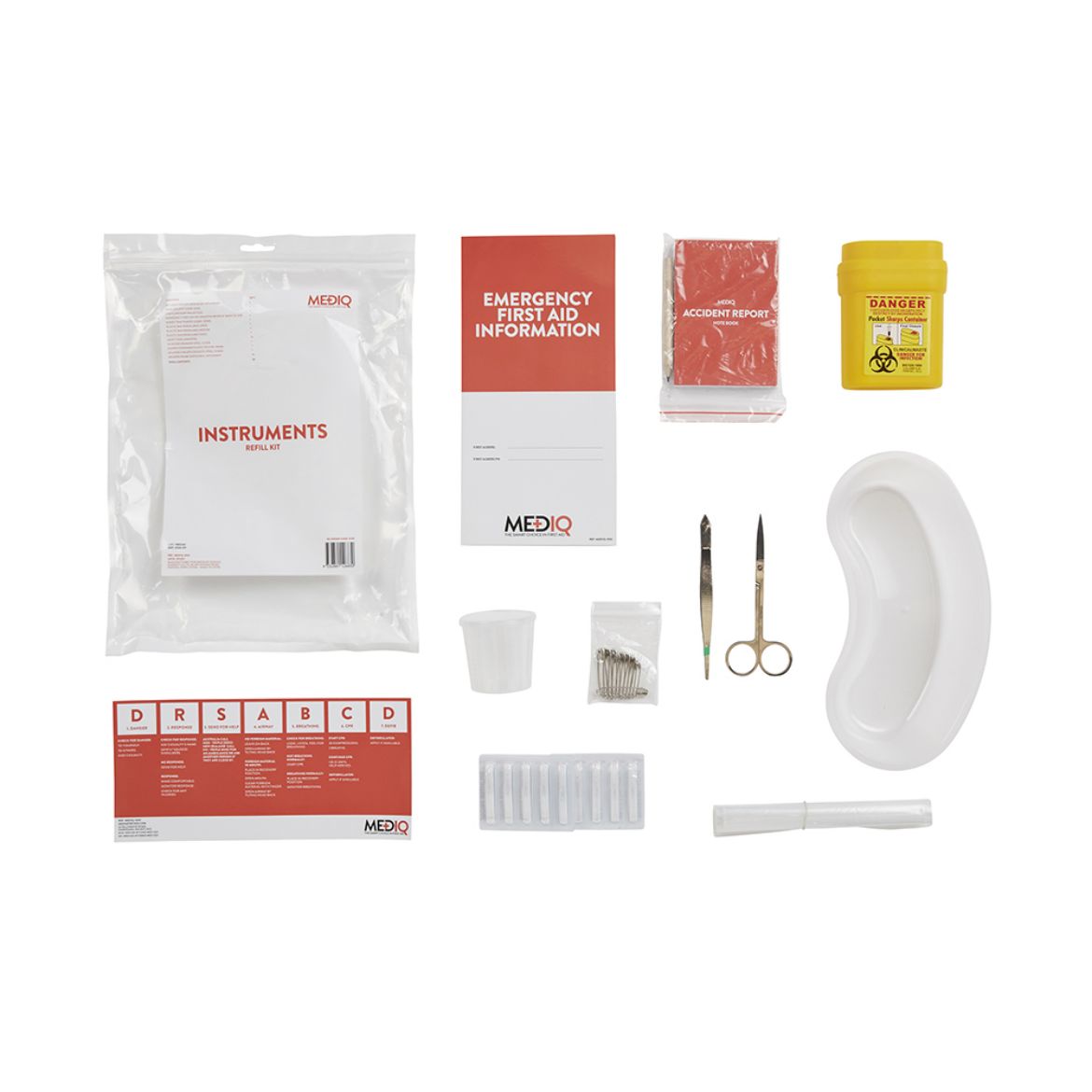 Picture of MEDIQ FIRST AID KIT REFILL MODULE #1 INSTRUMENTS IN ZIPLOCK BAG CLEAR/WHITE