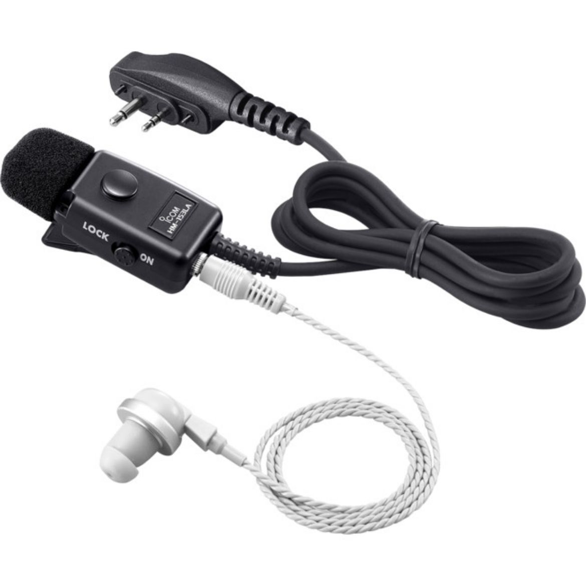 Picture of Speaker/microphone, ear-piece style with PTT, 90 degree entry
(detachable earpiece)