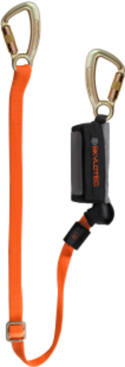 Picture of SKYSAFE PRO - ADJUSTABLE lanyard. HARDWARE: 22mm gate steel triple action karabiners on each end.  - 1.2 to 1.8mt