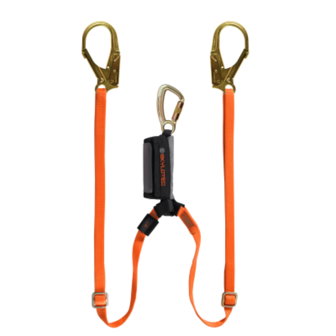 Picture of SKYSAFE PRO - ADJUSTABLE  lanyards.  22mm gate steel t/action karabiner & 60mm gate steel scaffold hooks. - 1.2 to 1.8mt