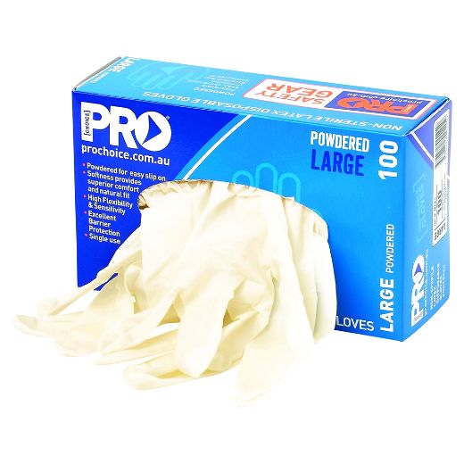 Picture of DISPOSABLE LATEX POWDERED GLOVES - BOX OF 100 PIECES
