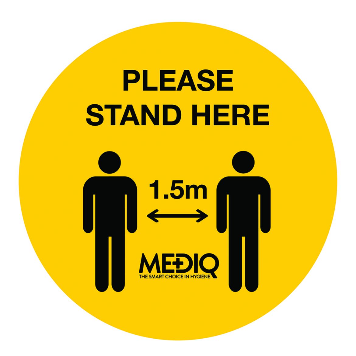 Picture of MEDIQ FLOOR DECAL -PK10 PLEASE STAND HERE 1.5M-YELLOW