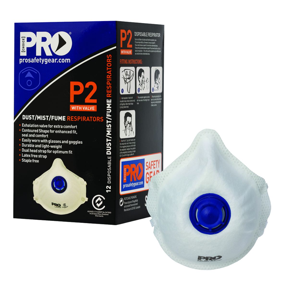 Picture of RESPIRATOR P2 WITH VALVE - BOX OF 12 MASKS