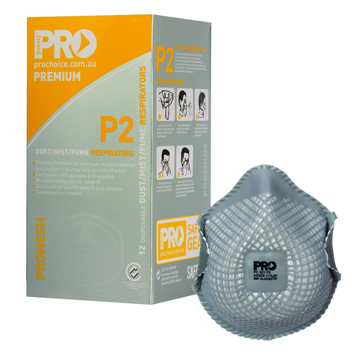 Picture of PRO-MESH RESPIRATOR P2, NO VALVE - BOX OF 12 MASKS