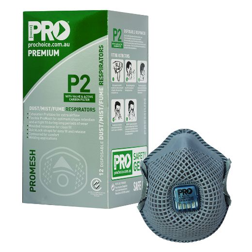 Picture of PRO-MESH RESPIRATOR P2, WITH VALVE & CARBON FILTER - BOX OF 12 MASKS