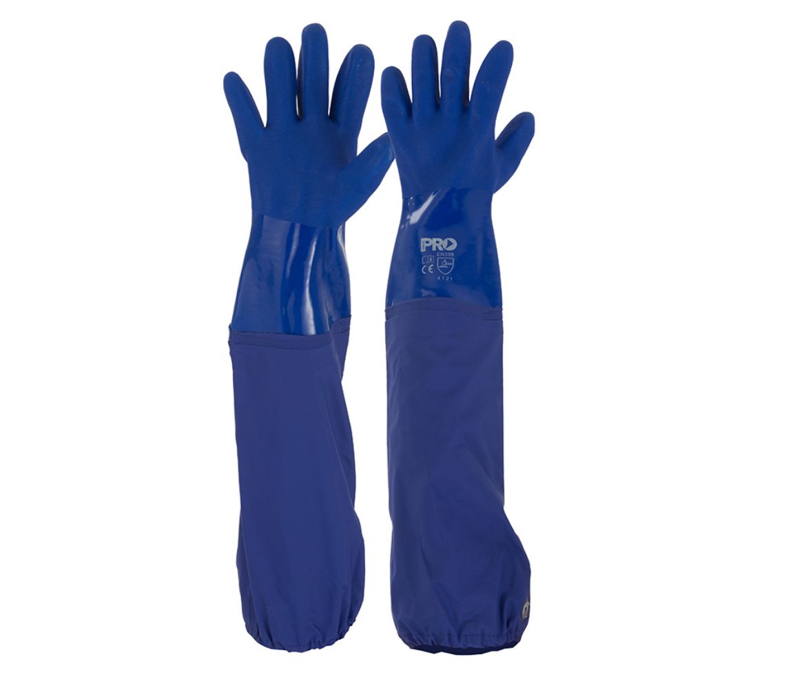 Picture of 60CM BLUE PVC GLOVES - ONE SIZE FITS MOST
