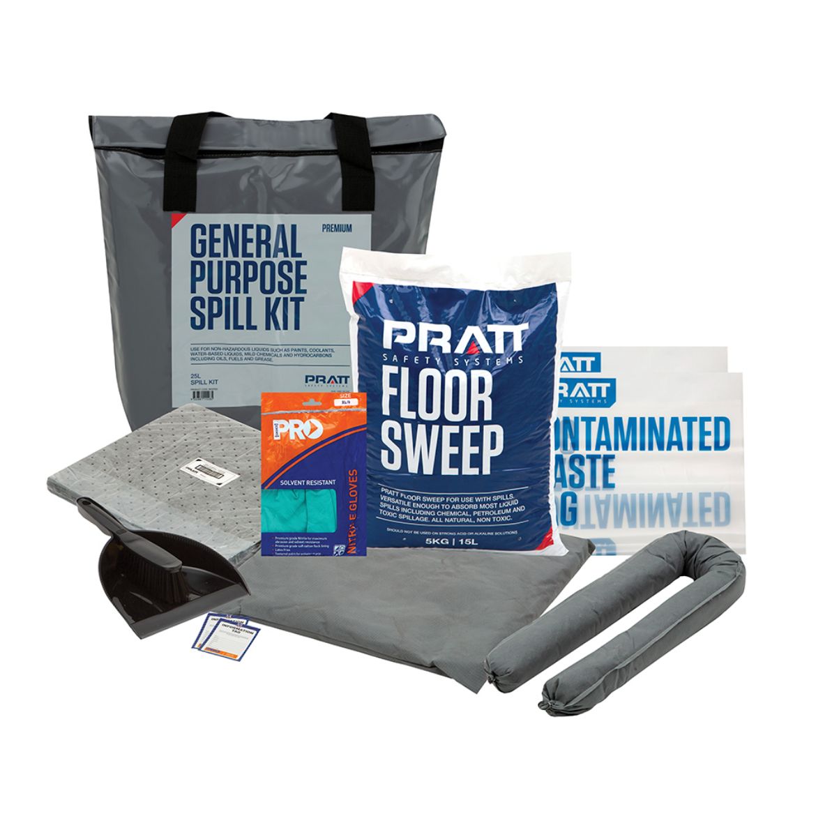 Picture of PRATT 25LTR GENERAL PURPOSE PREMIUM SPILL KIT- GREY BAG 25ltr