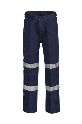 Picture of WorkCraft REFLECTIVE SINGLE PLEAT COTTON DRILL TROUSER