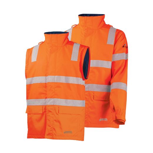 Picture of BOOL FR PPE3 Hi-Vis Parka With Zip-Off Sleeves And Segmented FR Tape