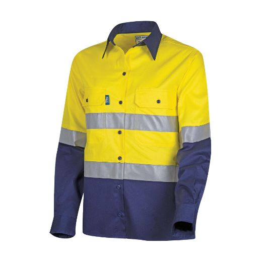 Picture of TRu Workwear Lightweight Womens Hi-Vis Shirt With Reflective Tape