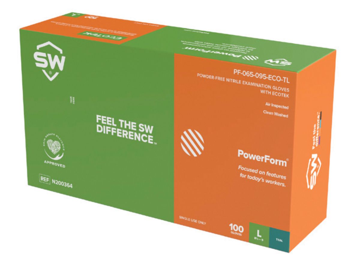 Picture of SW PowerForm S6 Ecotek Powder Free Teal Nitrile 100/Box