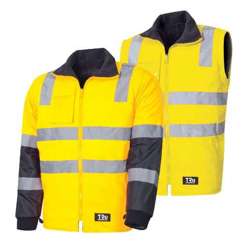 Picture of Tru Workwear Wet Weather Jacket with Removable Sleeves and Reflective Tape