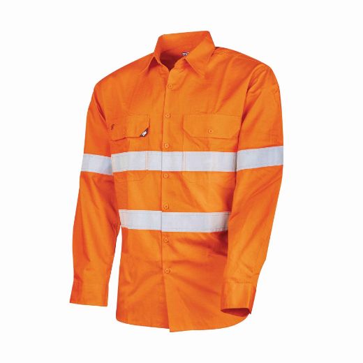 Picture of TRu Workwear Ripstop Vented L/S Hi-Vis Cotton With Reflective Tape