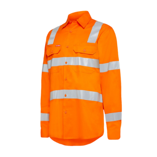 Picture of Hard Yakka WOMENS L/S HI VIS H BACK TAPED BIOMOTION SHIRT ORANGE