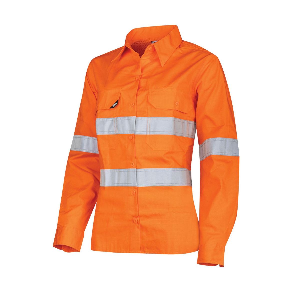 Picture of TRu Womens Workwear Ripstop Vented L/S Hi-Vis Cotton With Reflective Tape
