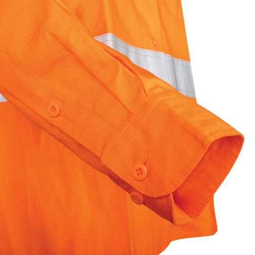 Picture of TRu Womens Workwear Ripstop Vented L/S Hi-Vis Cotton With Reflective Tape