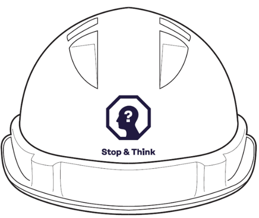 Picture of HARD HAT (V6) - VENTED, 6 POINT PUSH-LOCK HARNESS -  2 Colour Print Liviat LOGO on the Front of Hard Hat & 1 Colour "Stop&Think" logo on Back of Hard Hat