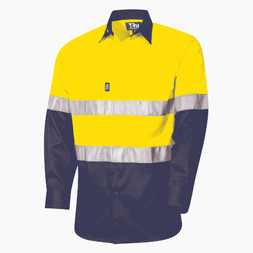 Picture of TRu Workwear L/S Two Tone Cotton Drill Shirt with 3M Two Hoop Reflective Tape Regular Weight