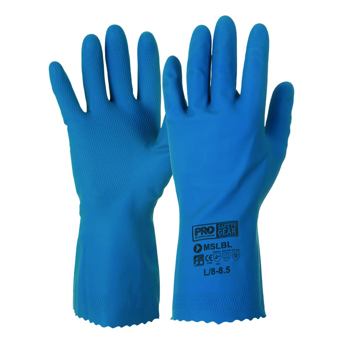 Picture of SILVERLINED LATEX RUBBER HOUSEHOLD GLOVES - BLUE