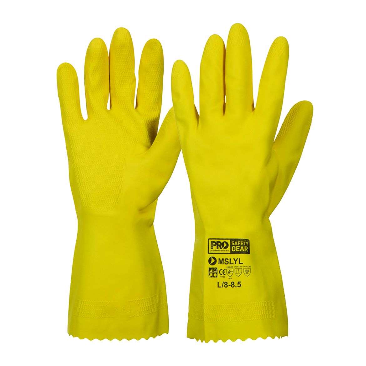 Picture of SILVERLINED LATEX RUBBER HOUSEHOLD GLOVES - YELLOW